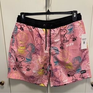 Neff Peanuts® Mens Large Pink Crew Shorts Lightweight Stretch Charlie NWT